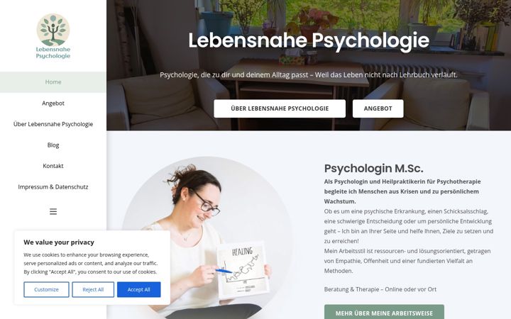 Screenshot of lebensnahe-psychologie.de