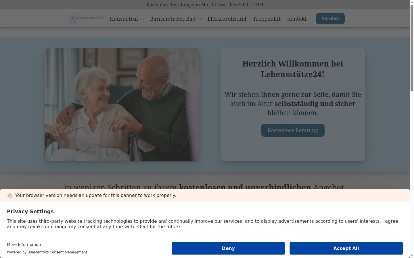 Screenshot tal-banner tal-kunsens muri qabel kwalunkwe interazzjoni