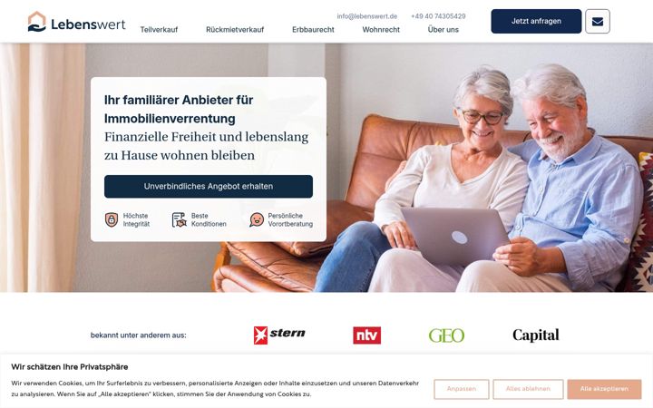 Screenshot of lebenswert.de