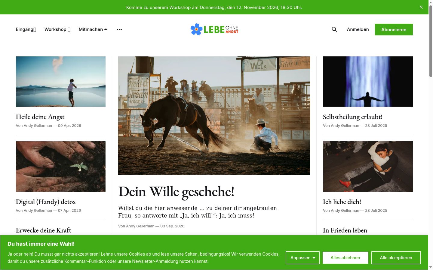 Screenshot des Einwilligungsbanners vor jeglicher Interaktion
