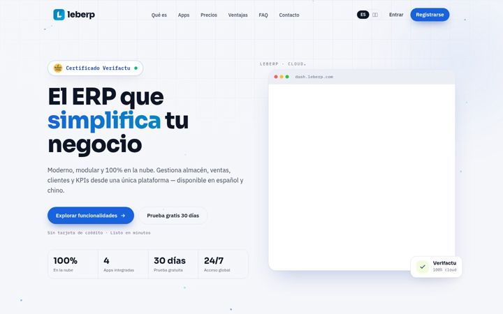Screenshot of leberp.com