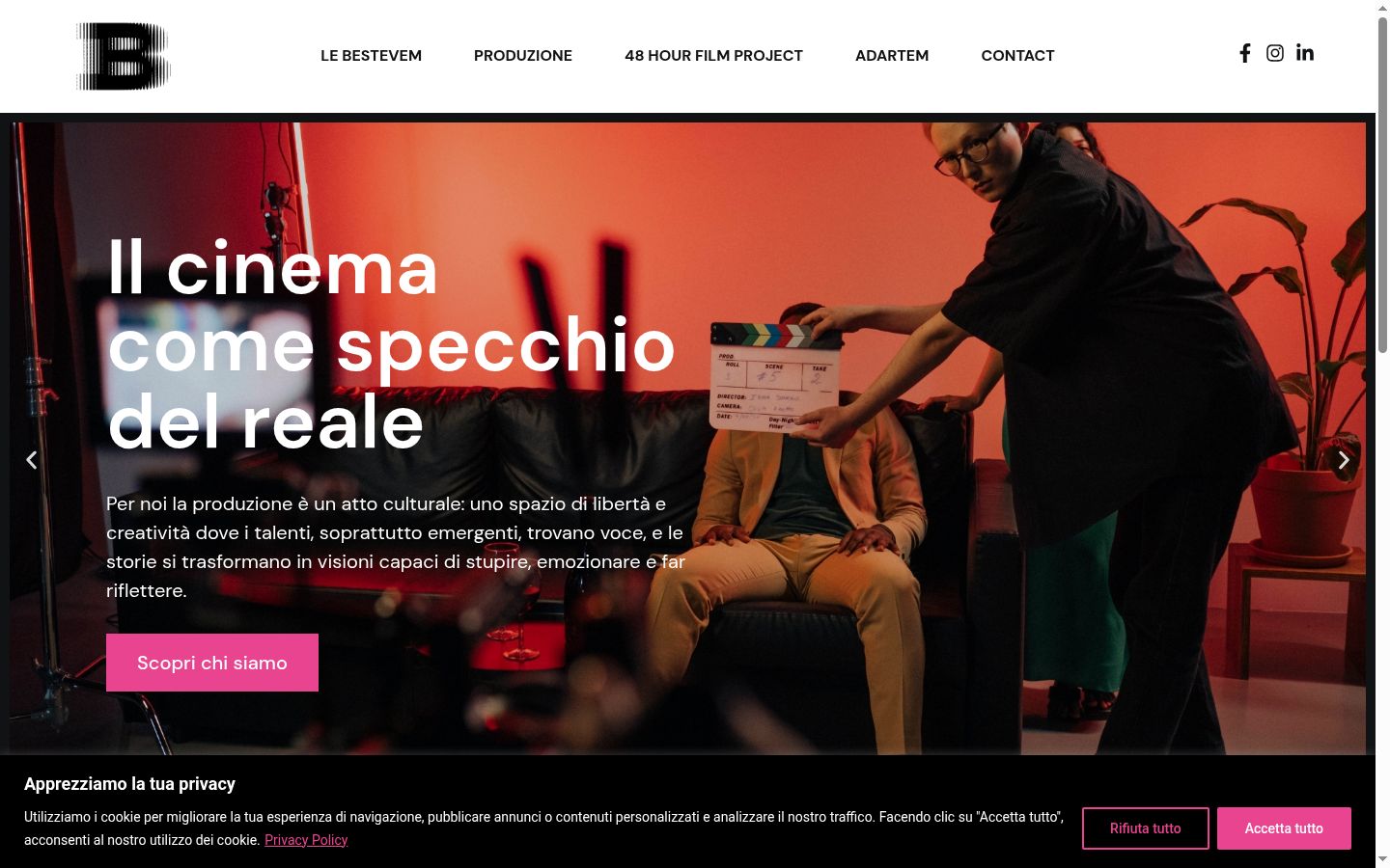 Screenshot del banner di consenso mostrato prima di qualsiasi interazione