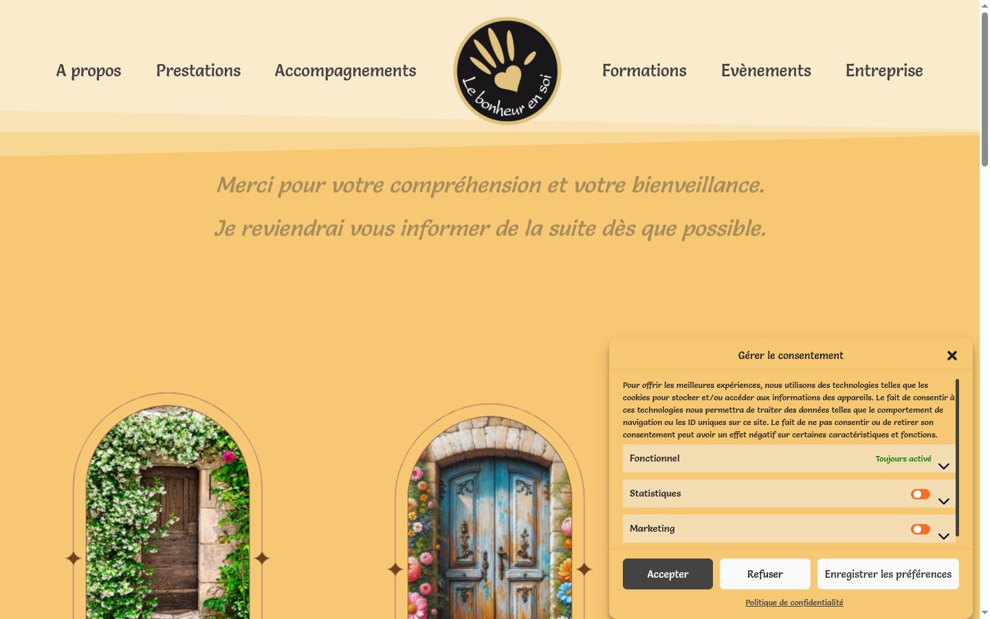 Screenshot del banner di consenso mostrato prima di qualsiasi interazione