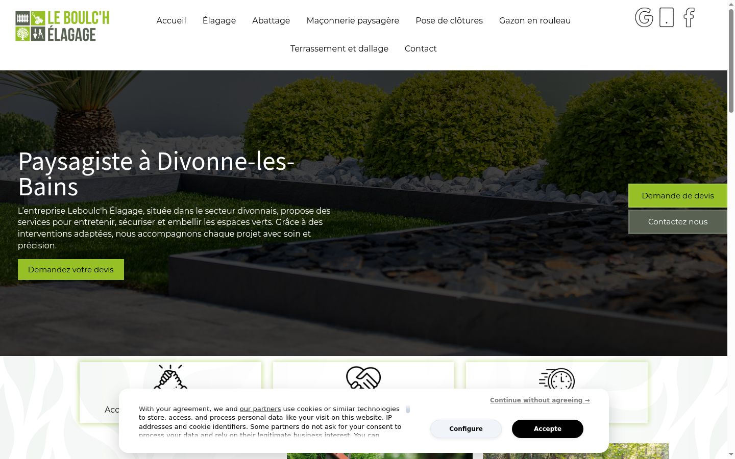 Capture d'écran de la bannière de consentement affichée avant toute interaction