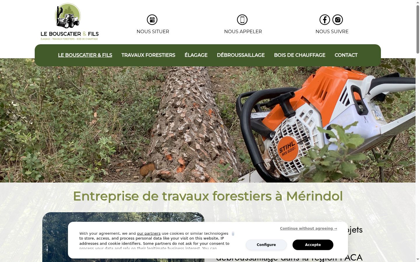 Capture d'écran de la bannière de consentement affichée avant toute interaction