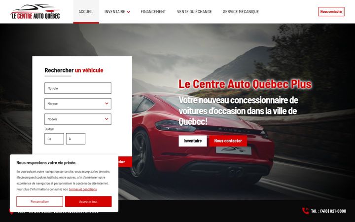 Screenshot of lecentreautoquebec.com