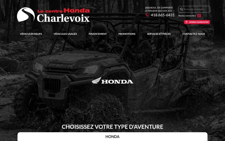 Screenshot of lecentrehondacharlevoix.com