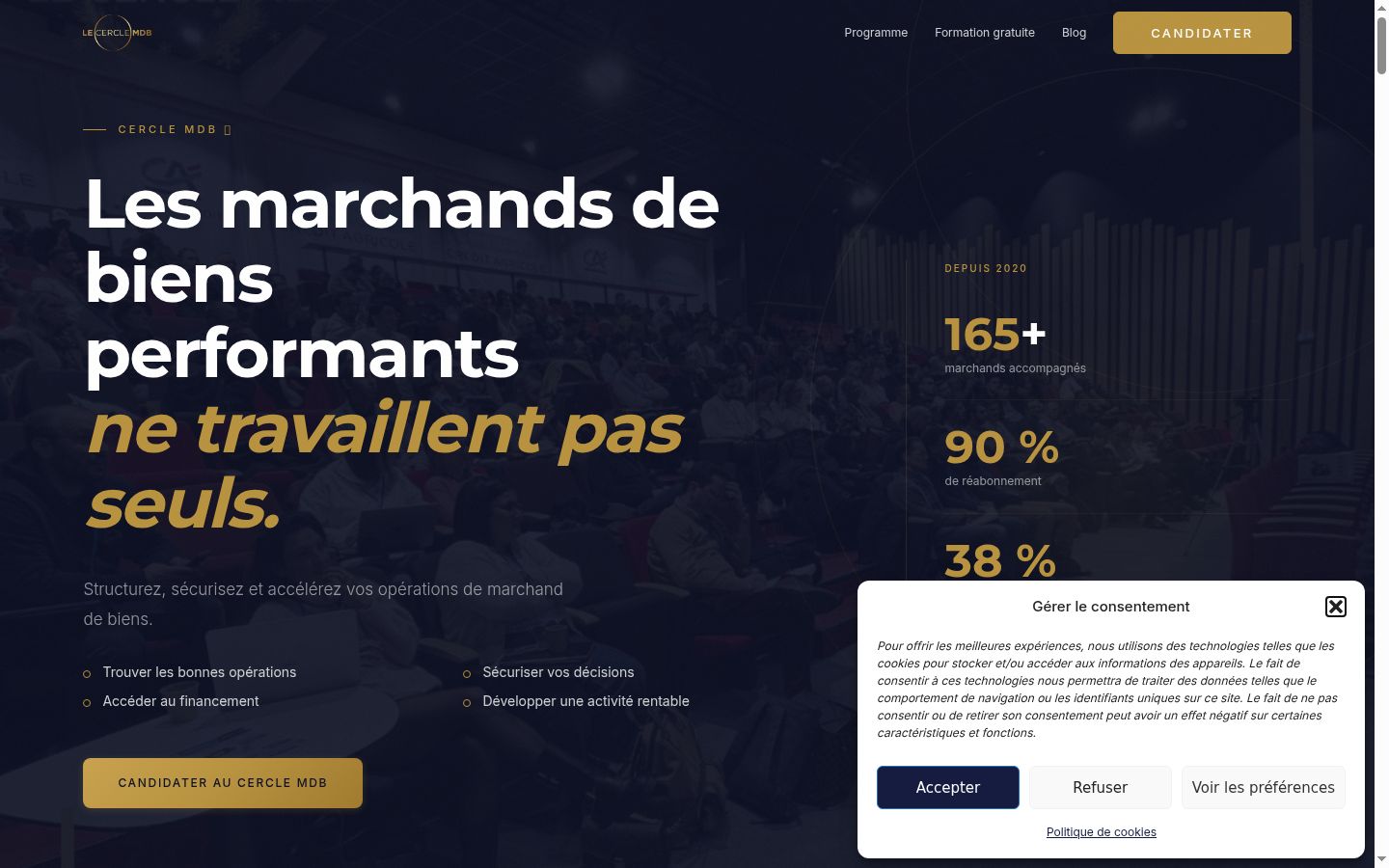Screenshot del banner di consenso mostrato prima di qualsiasi interazione