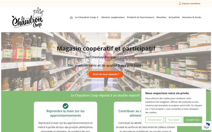 Screenshot of lechaudroncoop.fr