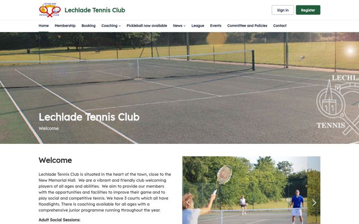 Screenshot of lechladetennisclub.co.uk