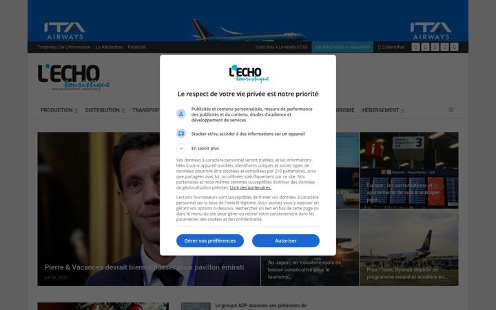 Screenshot of lechotouristique.com