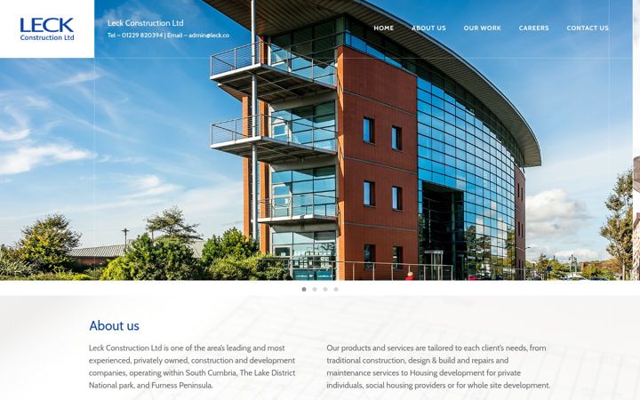Screenshot of leckconstruction.co.uk