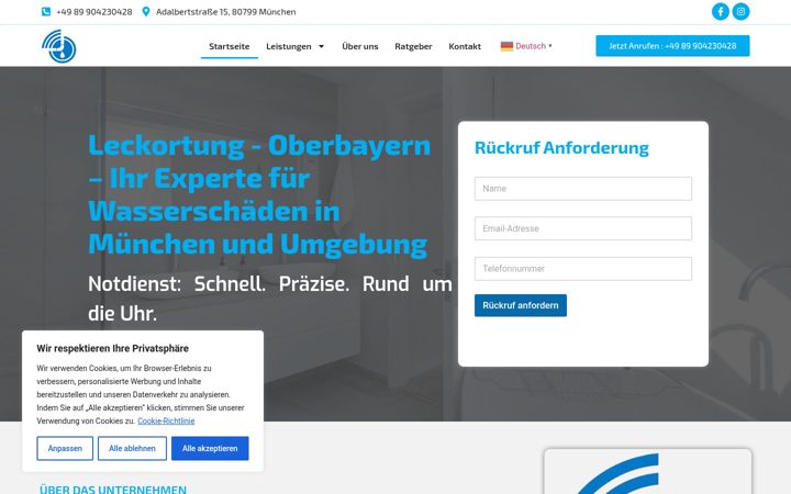 Screenshot of leckortung-oberbayern.de