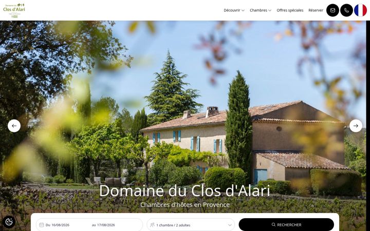 Screenshot of leclosdalari-chambresdhotes.com