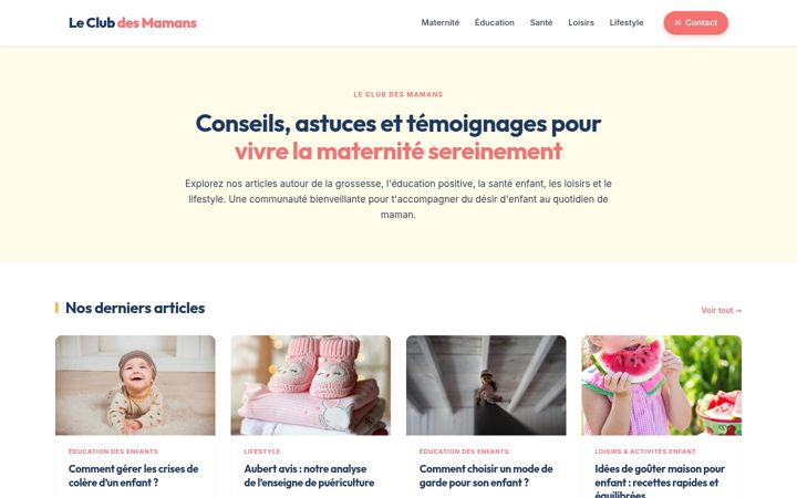 Screenshot of leclubdesmamans.fr