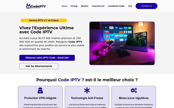 Screenshot of lecodeiptv.com