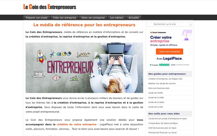 Screenshot of lecoindesentrepreneurs.fr