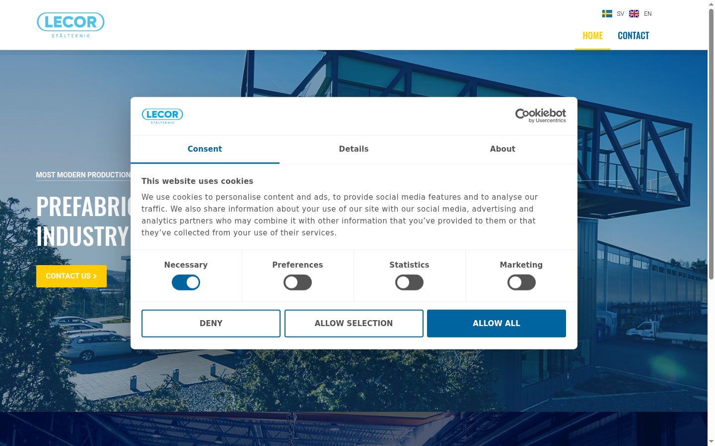 Screenshot of the consent banner shown before any interaction