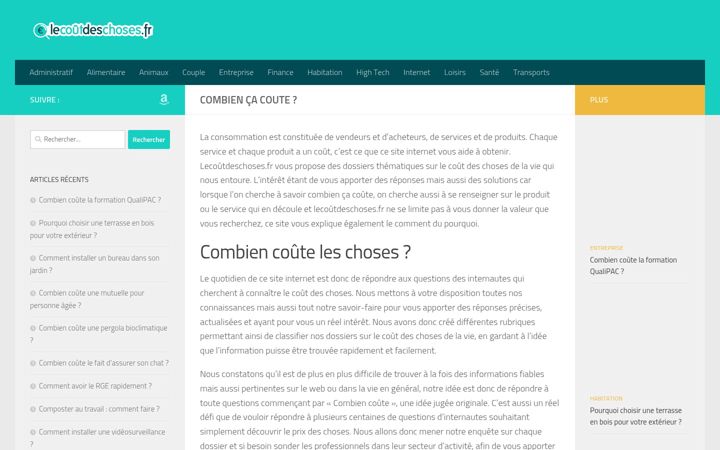 Screenshot of lecoutdeschoses.fr