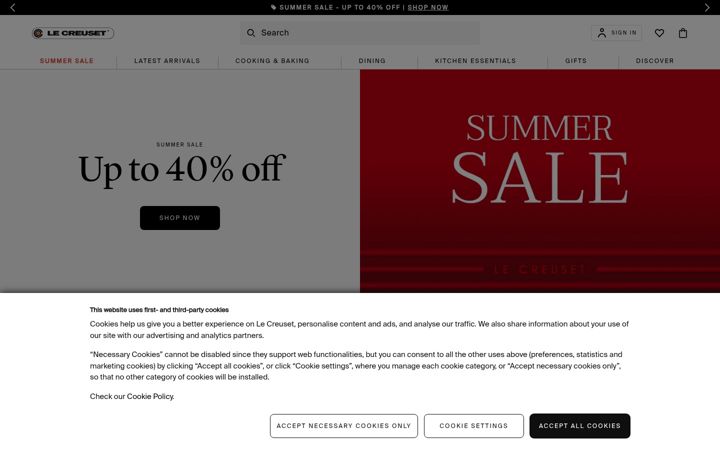 Screenshot of lecreuset.co.uk