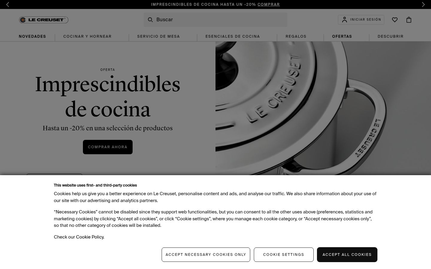 Screenshot van de toestemmingsbanner zoals getoond vóór enige interactie