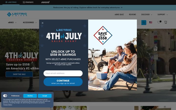 Screenshot of lectricebikes.com