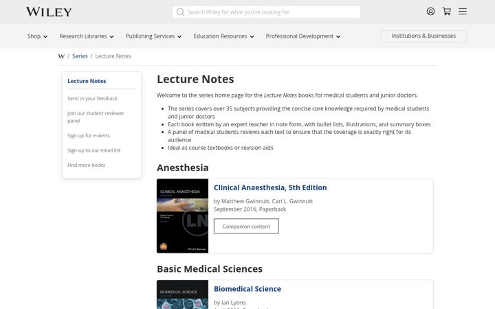 Screenshot of lecturenoteseries.com