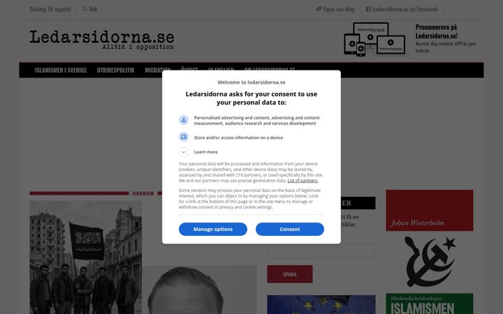 Screenshot of ledarsidorna.se