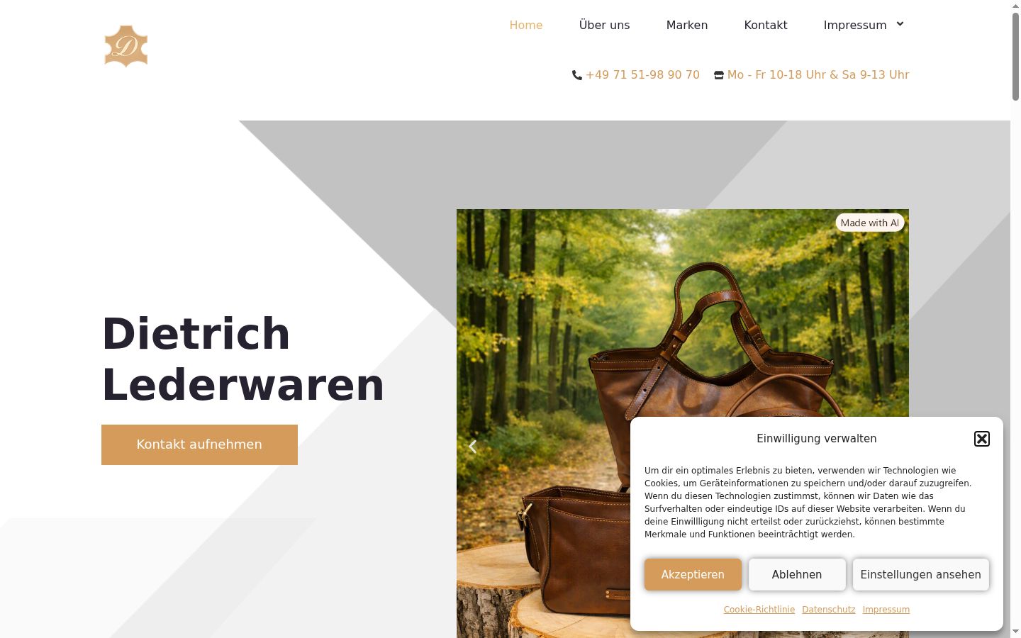 Screenshot des Einwilligungsbanners vor jeglicher Interaktion