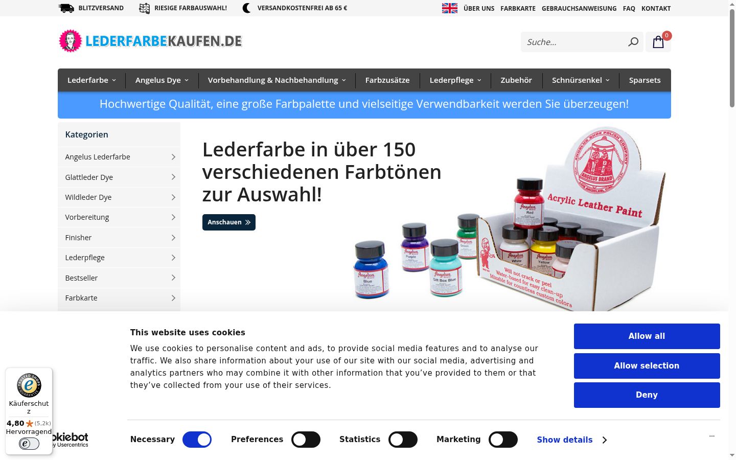 Screenshot des Einwilligungsbanners vor jeglicher Interaktion