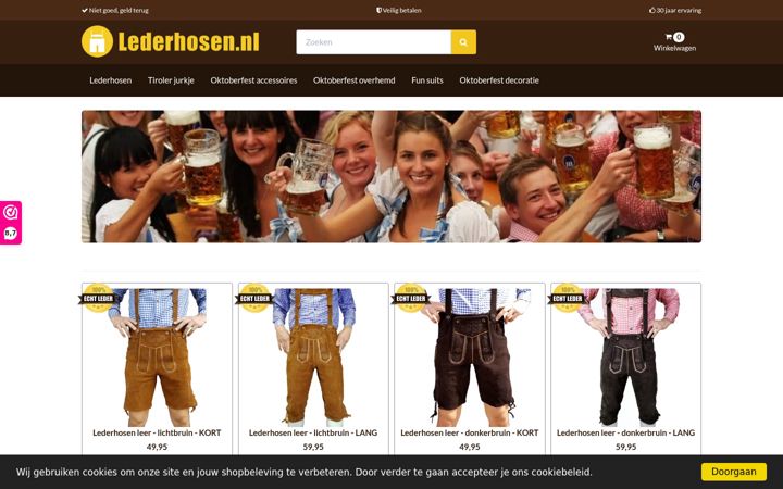 Screenshot of lederhosen.nl