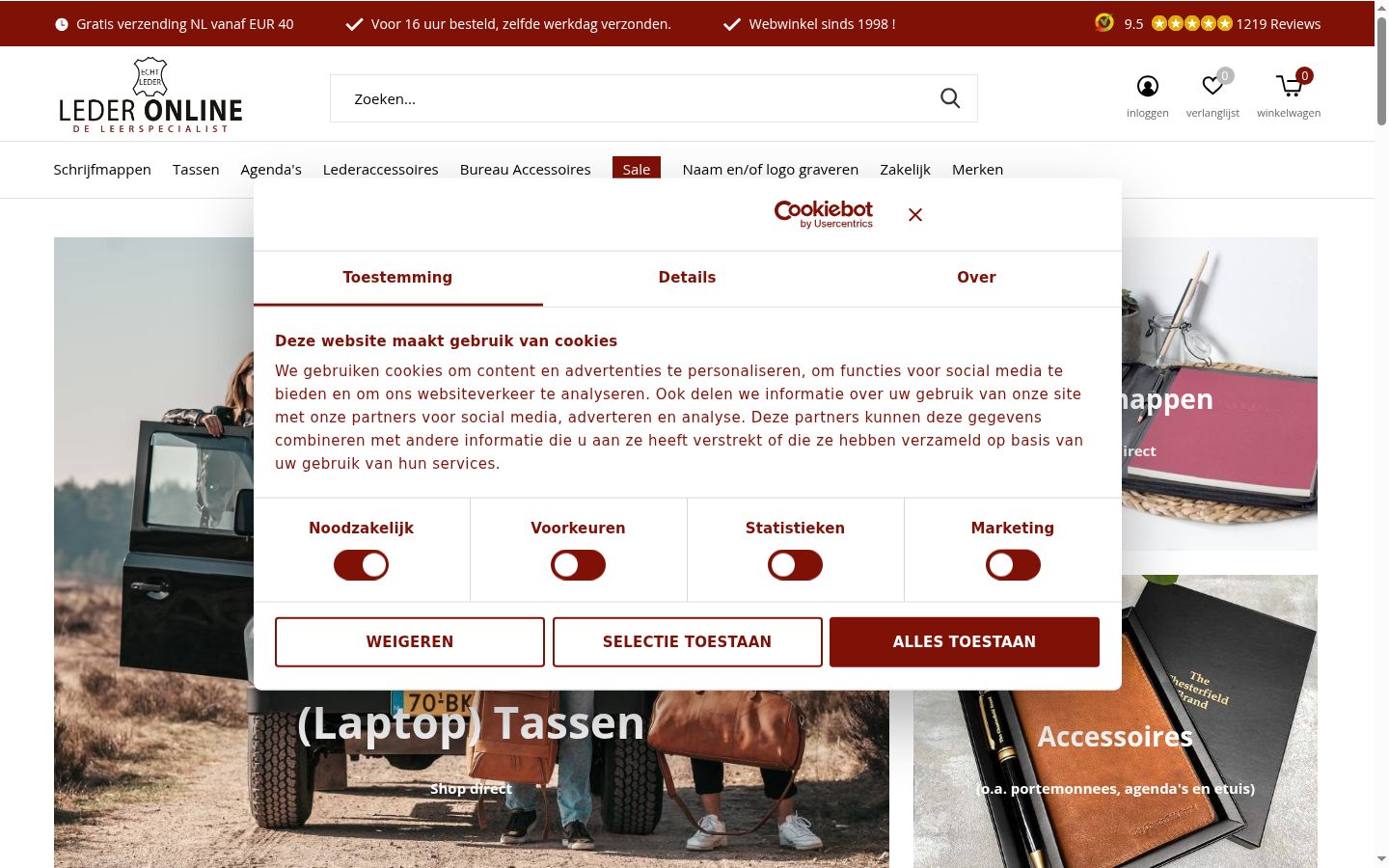 Snímek obrazovky baneru souhlasu zobrazeného před jakoukoli interakcí