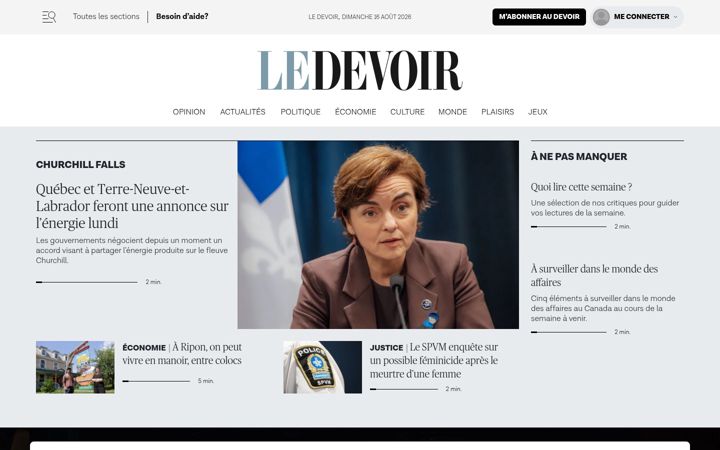 Screenshot of ledevoir.com