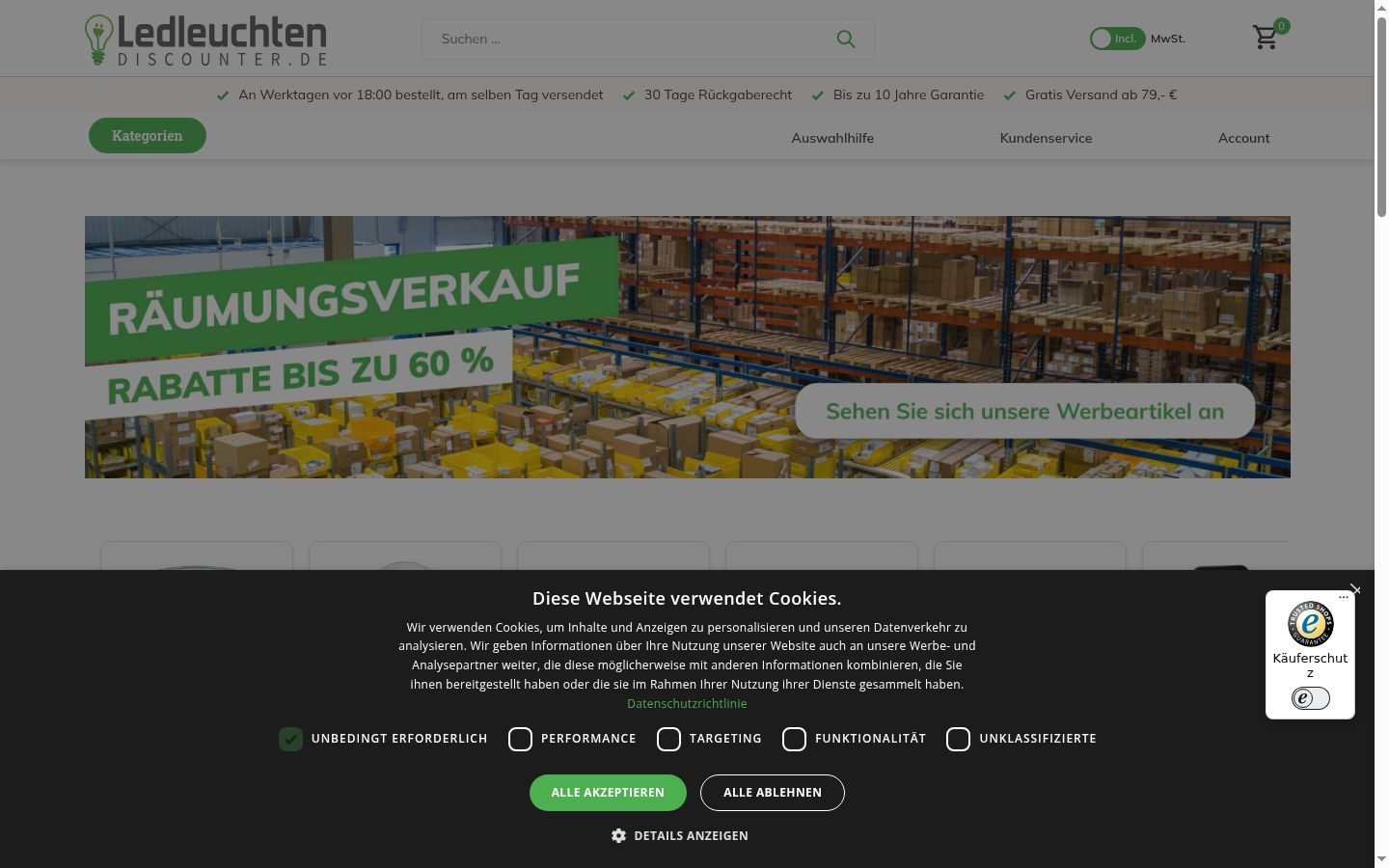 Screenshot van de toestemmingsbanner zoals getoond vóór enige interactie