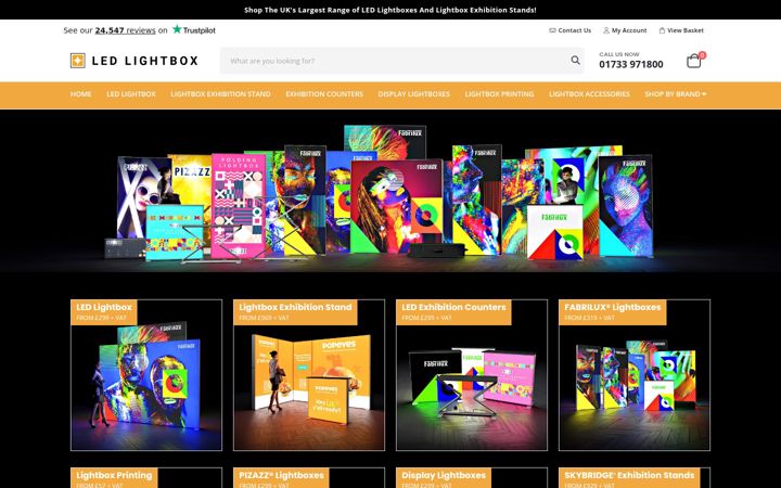 Screenshot of ledlightbox.co.uk
