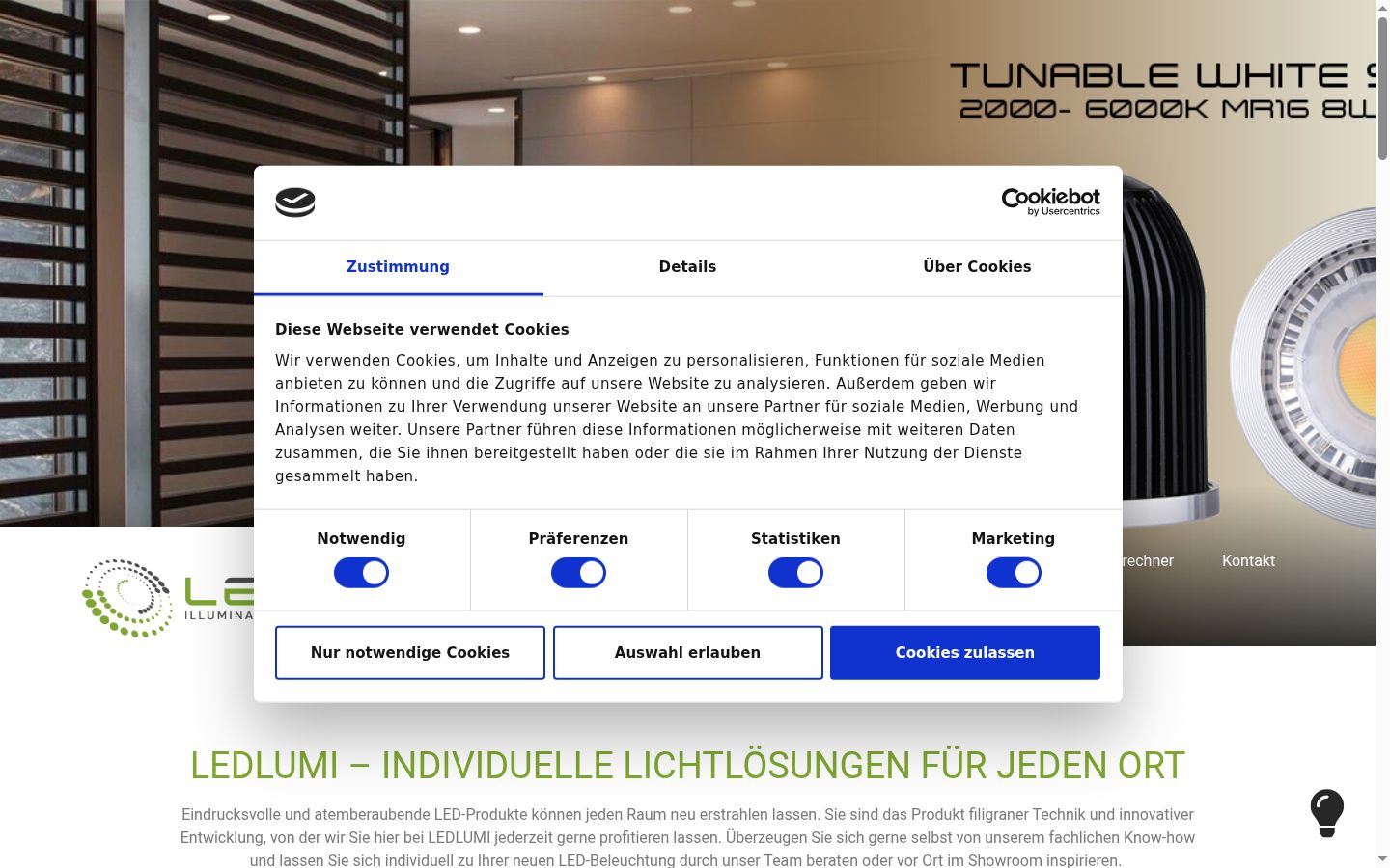 Screenshot del banner di consenso mostrato prima di qualsiasi interazione