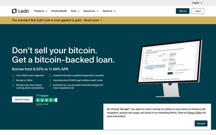 Screenshot of ledn.io