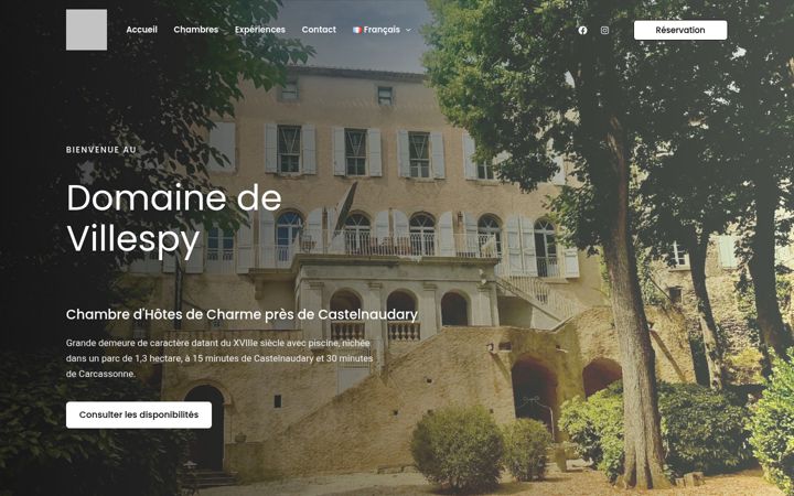 Screenshot of ledomainedevillespy.fr