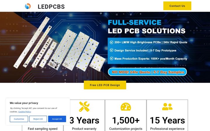 Screenshot of ledpcbs.com