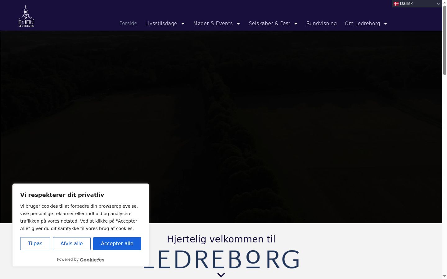 Captura de ecrã do banner de consentimento apresentado antes de qualquer interação