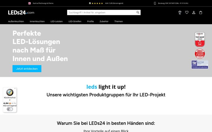 Screenshot of leds24.com