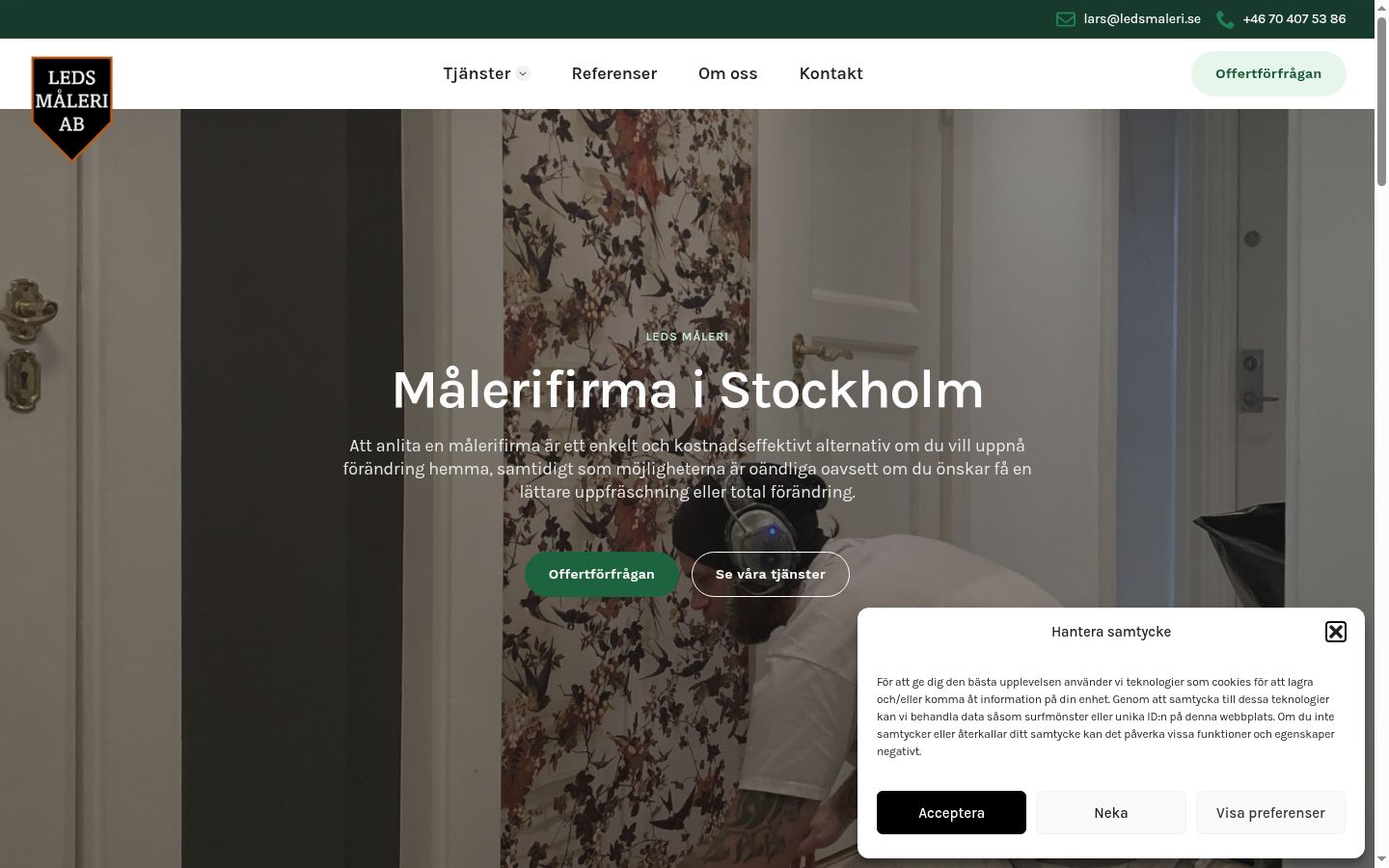 Skærmbillede af samtykkebanneret, som det blev vist før nogen interaktion