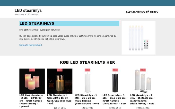 Screenshot of ledstearinlys.dk