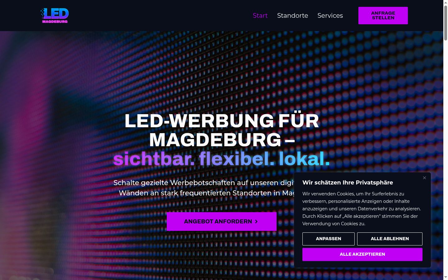Screenshot des Einwilligungsbanners vor jeglicher Interaktion
