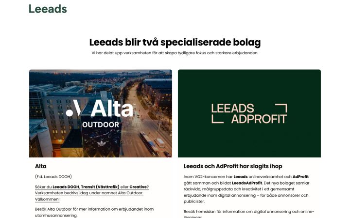 Screenshot of leeads.se