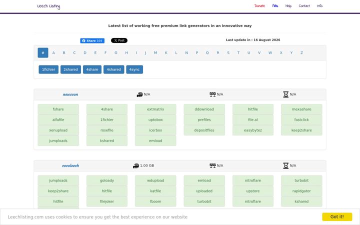 Screenshot of leechlisting.com