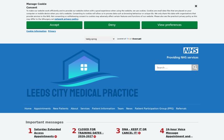 Screenshot of leedscitymedicalpractice.nhs.uk