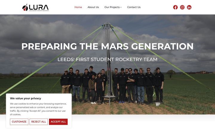 Screenshot of leedsrocketry.co.uk