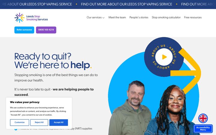 Screenshot of leedsstopsmoking.co.uk