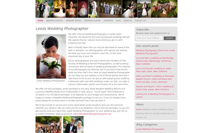 Screenshot of leedsweddingphotographer.net